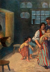 孩子们兴高采烈地跟着她"，1917年。 作者 不明