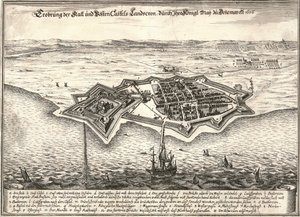 瑞典兰茨克鲁纳的防御工事，在斯堪尼亚战争中被丹麦人占领，1676年 作者 不明