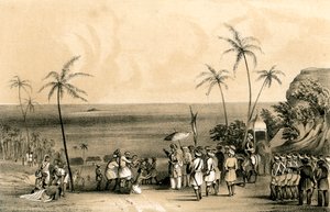 卡利卡特（Calcut）的商人在1847年蒂波奥·塞布（Tippoo Saib）的命令下没收并拴在一块贫瘠的岩石上 作者 不明
