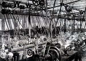 Robert Stephenson and Company 的工具和车床车间。 作者 不明
