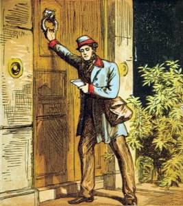 有邮递员的敲门！，1867年。 作者 不明