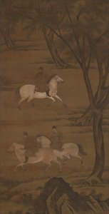 三位骑手在柳树下骑马，15世纪。 作者 不明