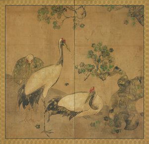 树下的三只鹤，江户时期，1615-1868。 作者 不明