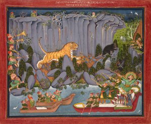 拉姆·辛格二世的老虎狩猎，c。 1830-1840年。 作者 不明