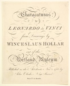 书名页：莱昂纳多·达·芬奇的性格，来自Wincelslaus Hollar的绘画，出自……，1786年。 作者 不明