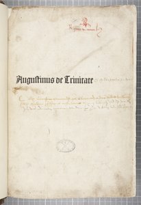 De trinitate and De Civitate Dei cum commento 的扉页，由河马的奥古斯丁撰写（纸上笔墨） 作者 不明