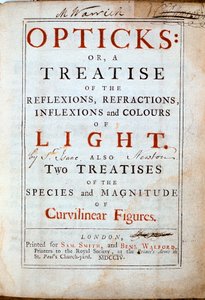 英国科学家和数学家艾萨克·牛顿（Isaac Newton）的《 Opticks》标题页，1794年 作者 不明