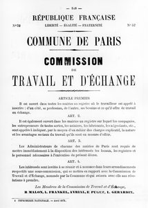 Travail et DEchange，摘自1871年5月巴黎公社的法国政治海报 作者 不明