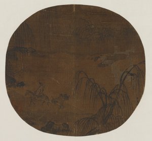 柳树下的旅行者，元或明朝，1279-1644年。 作者 不明