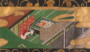 17世纪初，常春藤Yadorigi藤蔓上盘绕的树木。 作者 不明