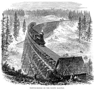 美国联合太平洋铁路的栈桥，1876年 作者 不明