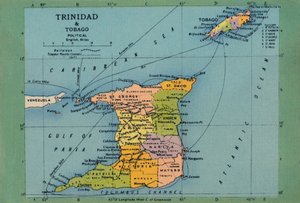 特立尼达和多巴哥地图，约建于1940年代。 作者 不明