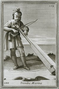 Trumscheit海洋小号，从F. Bonannis的书上刻下谐和内阁，罗马，1722年，1948年 作者 不明