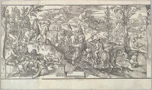 土耳其士兵在休息，来自门楣Ces Moeurs et fachons de faire de Turcz Customs ...，1553。 作者 不明