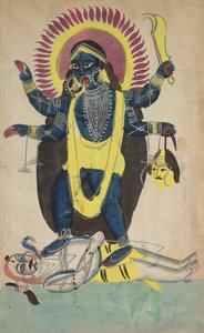 Kali的两个方面：Kali在湿婆神上跳舞c。 1880年-1890年。 作者 不明