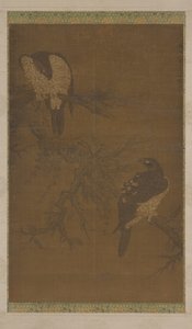 枯枝上的两只鹰，明朝时期，16世纪。 作者 不明