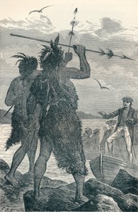 两个当地人争执库克船长登陆，1904年 作者 不明