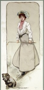 两个人的公司"，女高尔夫球员和她的狗，约1900年 作者 不明