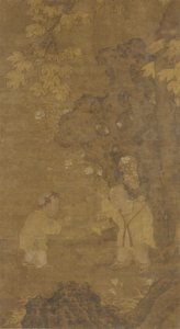 两个男孩在玩狮子的木偶，明朝，15-16世纪。 作者 不明