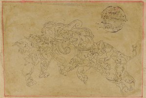 两头复合大象，战斗，18世纪。 作者 不明