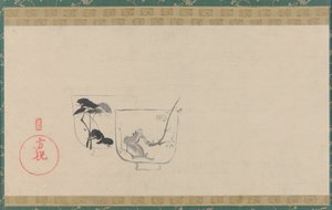 两只分别饰有松树和梅花的杯子，江户时代，大概是19世纪。 作者 不明