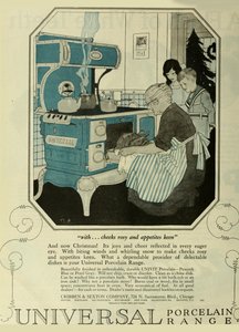 环球瓷器系列，来自《周六晚报》的广告，约1920-1925。 作者 不明