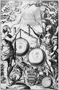 天文学的缪斯女神乌拉尼亚（Urania），对宇宙系统进行称重和比较，1651年 作者 不明