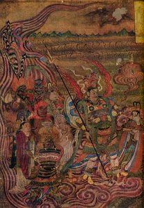 Vaishravana从千佛洞中穿越海浪，c900 作者 不明