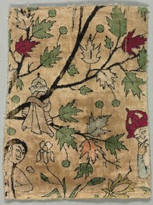 天鹅绒碎片，胡斯劳看到希林洗澡，1550-99。 作者 不明