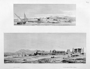 埃及卢克索的卢克索和底比斯神庙的视图，大约1808年 作者 不明