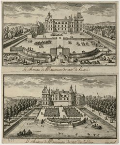 从入口处和花园可以看到美德城堡（Châteaude Maintenon），十七世纪。 作者 不明