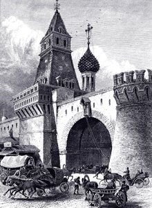 莫斯科，大约1860年的Nikolskaya塔和军械库的视图 作者 不明