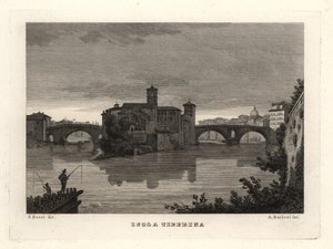 台伯岛的看法，Isola Tiberina，罗马 作者 不明