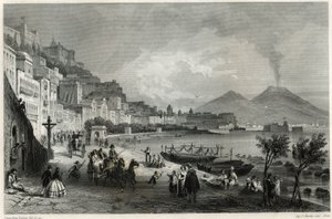 法国记者和旅行家路易-埃诺（1824-1900）的《地中海》一书中，19世纪那不勒斯的港口和城市景观。 作者 不明