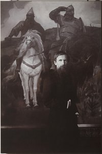 维克多·维斯涅佐夫（Viktor Vasnetsov）在他的绘画Bogatyrs之前 作者 不明