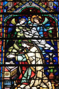 Virgin Mary. Details. Coronation of the Virgin. Stained glass windows by Frantz Mayer de Munick 1884. Chapel of Notre Dame de la Ronde. St. Stephen Cathedral of Metz, Metz, France 作者 不明