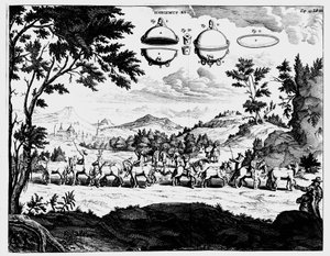 冯·格里克斯（Von Guerickes）演示气压强度，1672年 作者 不明