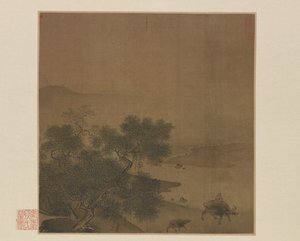 水牛、小牛和牧童，13世纪。 作者 不明