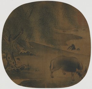 柳树下的水牛和牧童，13世纪。 作者 不明