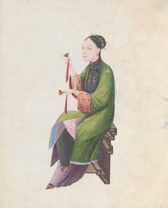 水彩画音乐家演奏的博，18世纪末。 作者 不明
