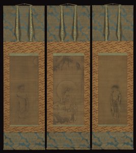 白袍观音与寒山、师德，14世纪。 作者 不明