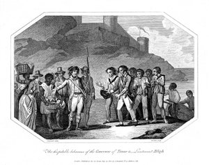 1789年6月14日，东帝汶州长接待英国海军军官威廉·布莱（William Bligh），1802年 作者 不明