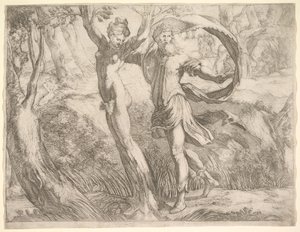 威尔顿相册，作品集10a：Priapus和Lotis，ca。 1530-50。 作者 不明