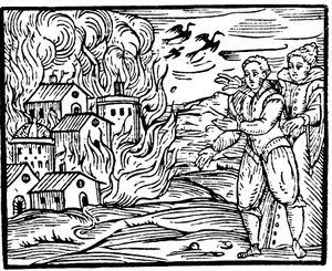 女巫用火摧毁房屋-斯瓦比亚，1533年 作者 不明
