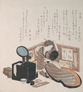正在整理头发的女人，19世纪。 作者 不明