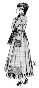 裹着绉纱下摆和真丝面纱的女士，1915年 作者 不明