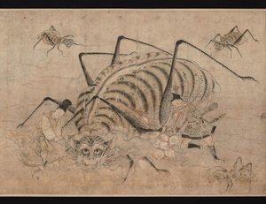 Yorimitsu杀死Tsuchigumo滚动的细节Tsuchigumo no Soshi Emaki，13世纪 作者 不明