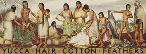 玉兰花，头发，棉花，羽毛壁画研究，约1933-1943年。 作者 不明