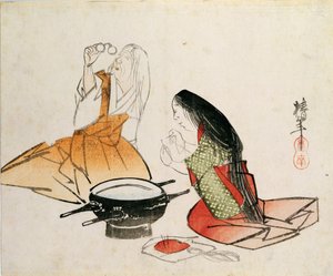 一个年轻女子穿着Chinnen（1792-1851），酒吧。 c.1830，（chuban尺寸，彩色木版画） 作者 未知未知