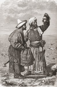 一名阿富汗士兵手持被击败的敌人的头部，来自“手中的世界”的插图，由高查德和查尔斯巴伯特（d.1922）刻，于1878年出版 作者 未知未知